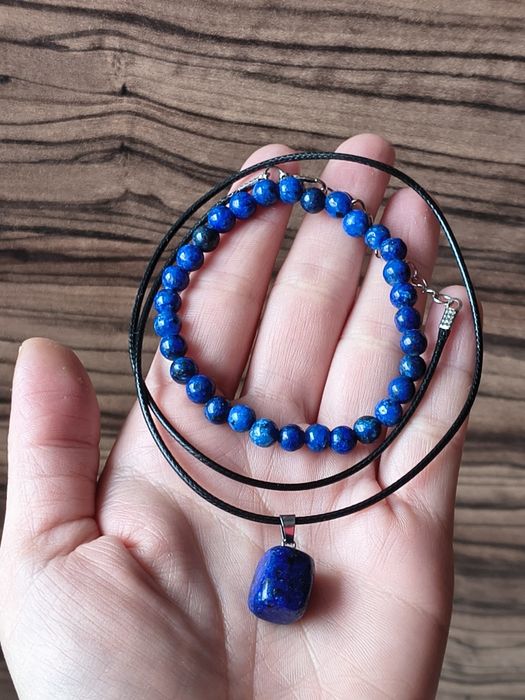 Naszyjnik i bransoletka z lapis lazuli, kamienia naturalnego