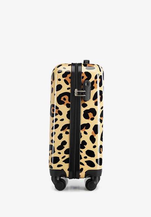 Wittchen Komplet Walizka i kosmetyczka kabinowa z ABS-u beżowo-brązowa