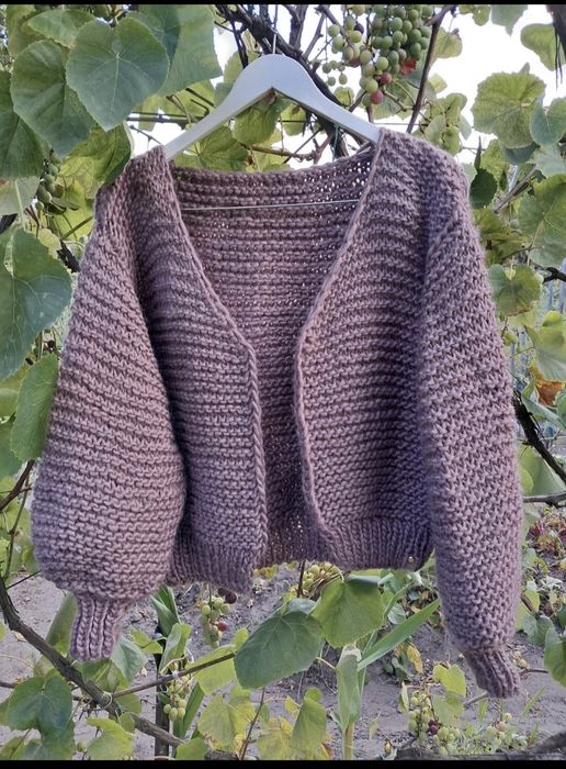 Gruby sweter-bomber z wełny peruwianskiej.Handmade.