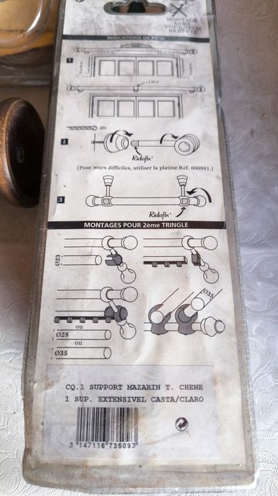 Suporte parede cortinado madeira