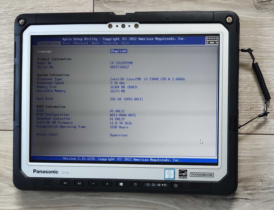 Panasonic CF-33 MK1 12" 2K IPS Touch i5-7300u/16 GB/SSD 256Gb/COM-port/6h