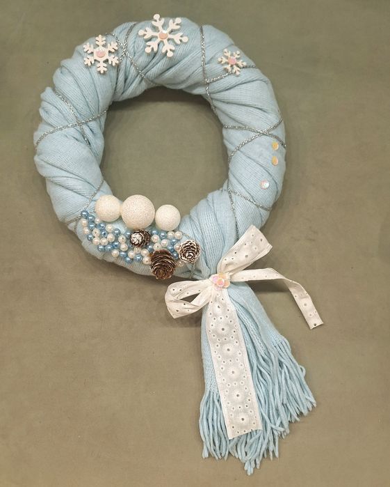 Hand made * wieniec świąteczny * ozdoba świąteczna * NIEBIESKI