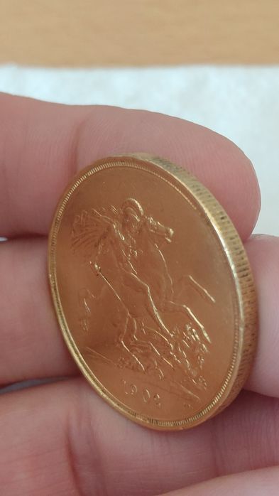 Moeda Ouro 5£ Libras Eduardo VII 1902