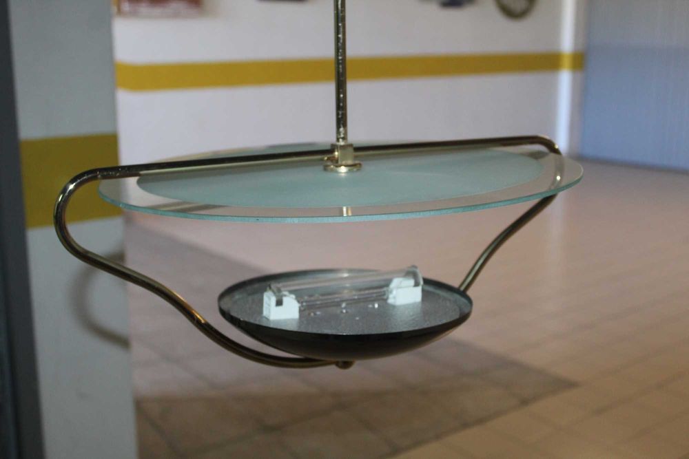 Candeeiro de Teto em Latão e Vidro