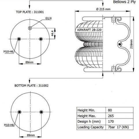 Пневморессори подушки пневмохелпери 2B-220 2B-180