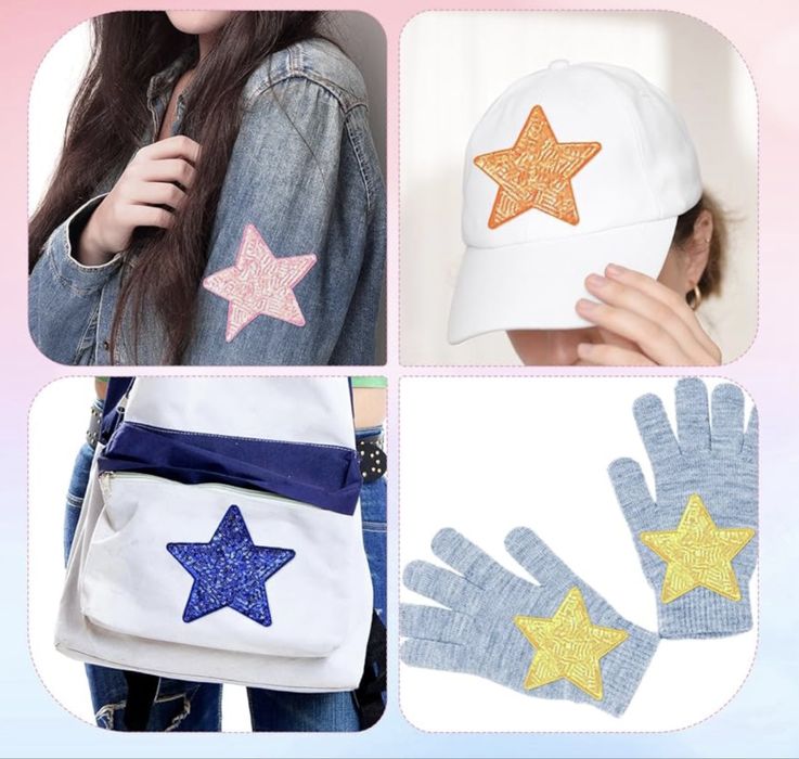 Peutier 10 celinowych gwazdek do naklejenia żelazkiem