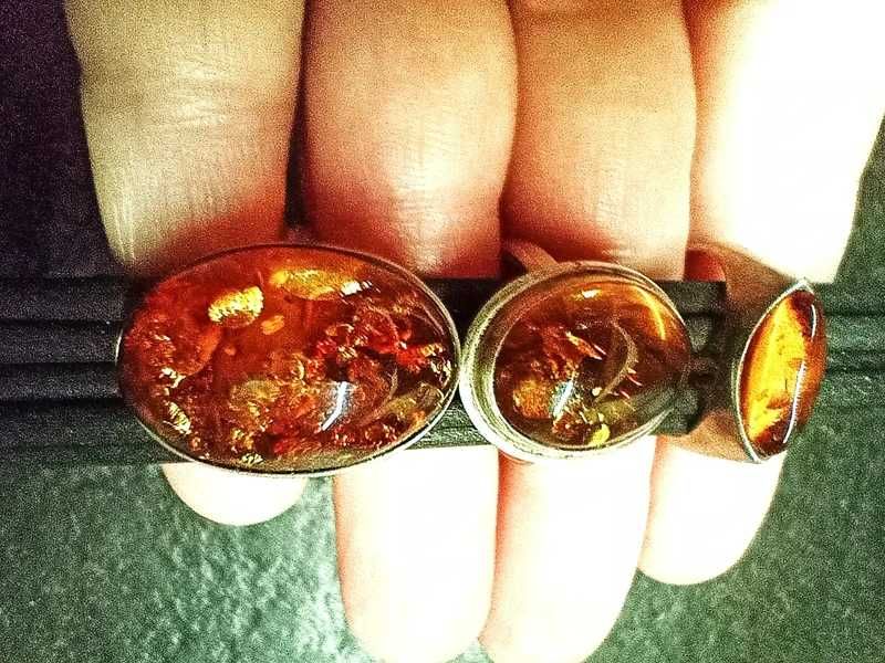 Pierścionek srebro 925 i bursztyn Nowy