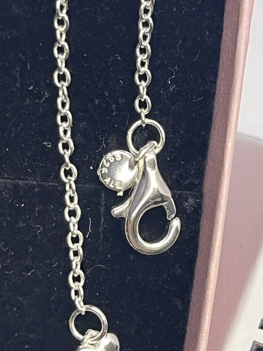 Łańcuszek naszyjnik Pandora serce cyrkonie 925srebro nowy Walentyn