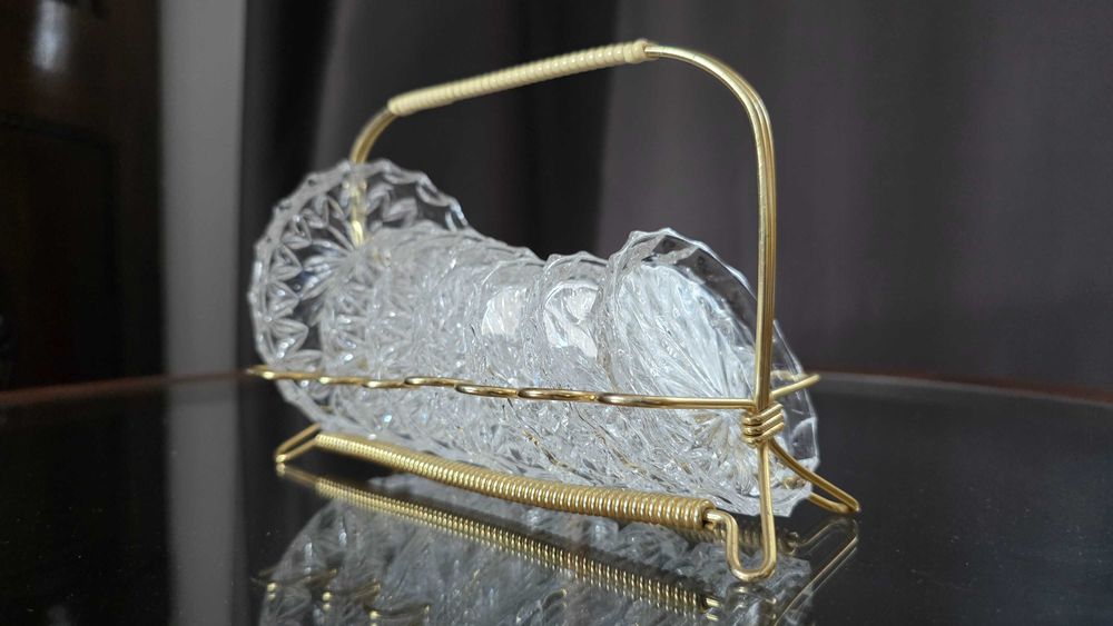 Kryształowe podstawki na stojaku.Lata 50