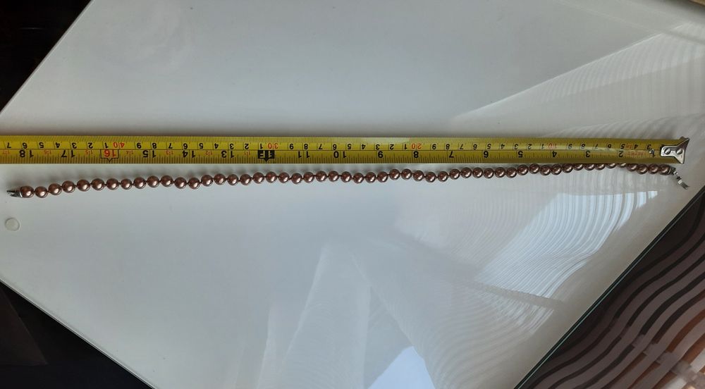 Naszyjnik perlowo-brązowo-złoty