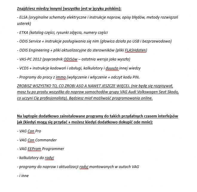 Laptop VAS VAG Elsa Etka VCDS Diagnostyka Kodowanie Programowanie GW
