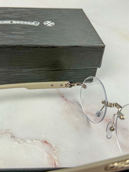 Дизайнерські окуляри Chrome Hearts / Круглые очки Хром Хартс y2k
