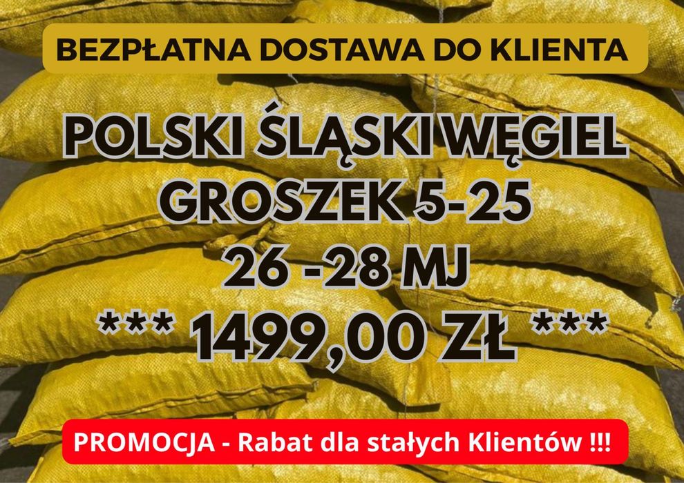 POLSKI ŚLĄSKI WĘGIEL : GROSZEK 5-25, 26-28MJ - Transport Gratis !