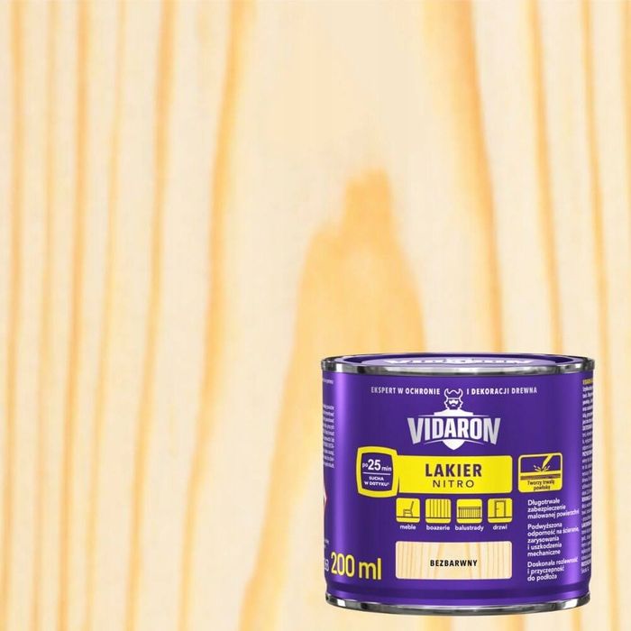 VIDARON Lakier do drewna NITRO 0,2L POŁYSK
