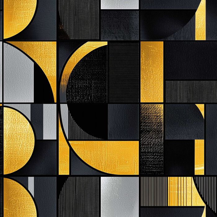Fototapeta Żółte Czarne Geometryczna Figury Glamour Sztuka 3D + KLEJ