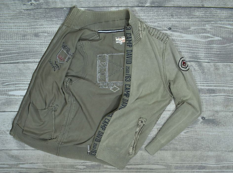 Camp David Bawełniany Rozpinany Sweter Męski Wash Effect M