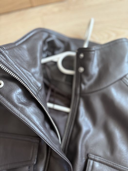 Czekoladowa kurtka bomberka zara boho biker