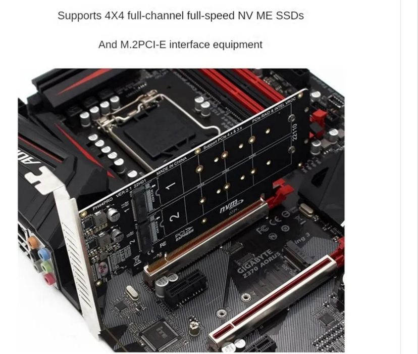 Adapter M.2 NVMe PCIe 4.0 x16 na 4x Dysk SSD | NOWY | PH44PRO