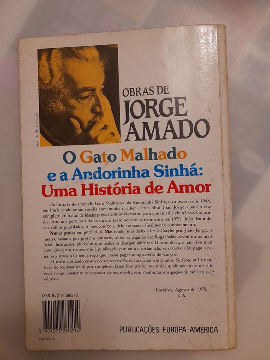 Livro "O gato malhado e a andorinha sinhá"