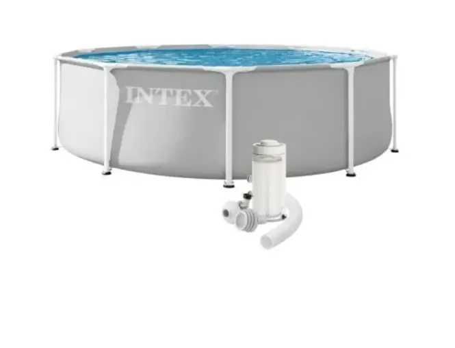 Басейн каркасний Intex фільтр насос 305-99 см 6148л Сірий (26706)