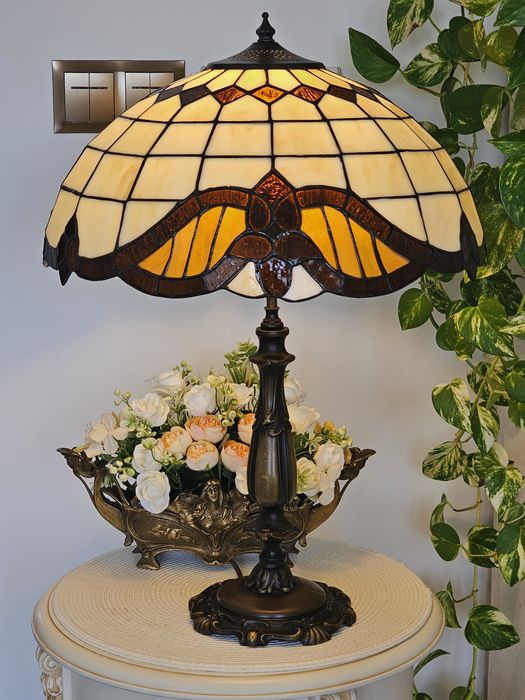 Lampa witrazowa Tiffany Styl.Podstawa mosiadz.Stan Idealny