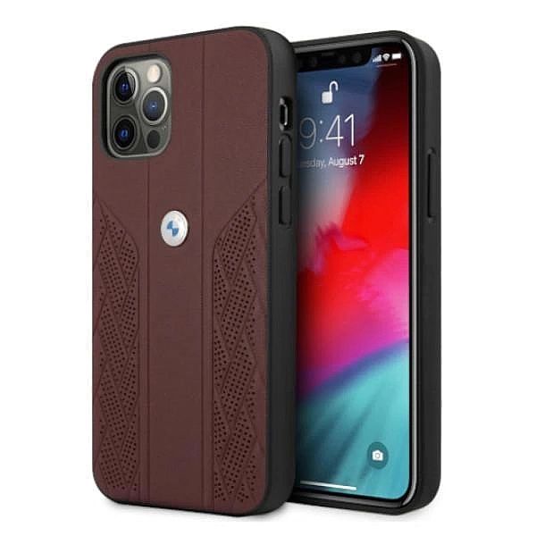 Etui BMW Leather Curve Perforate na iPhone 12 / iPhone 12 Pro - czerwo