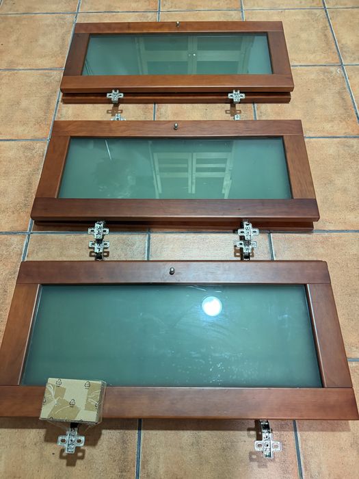 Conjunto ds 4 móveis de sala madeira e vidro