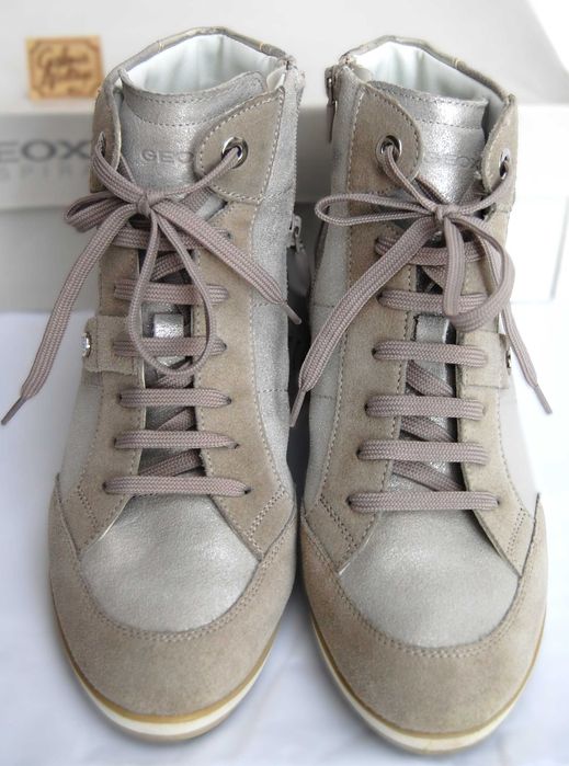Nowe sneakersy damskie Geox D Illusion r.41 zamsz skóra srebrne szare