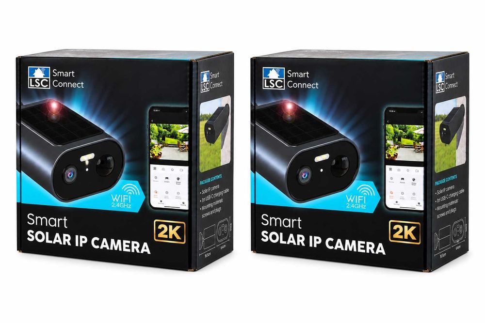2 x Kamera IP Solarna LSC Smart Connect 2K WiFi 2.4GHz Panel Solarny 4000mAh IP65 + Aplikacja