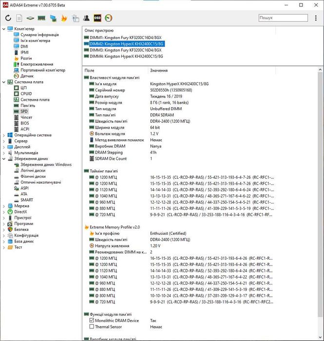 пам'ять DDR4 16GB (2x8) 2400MHz CL15 HyperX FURY. Trade-in