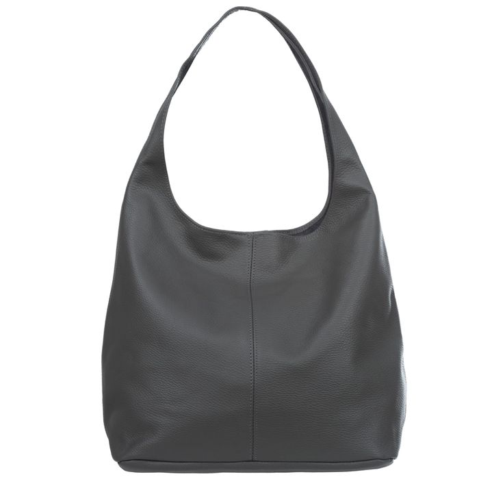 VERA PELLE torebka skórzana worek na ramię z saszetką V517 c.szara