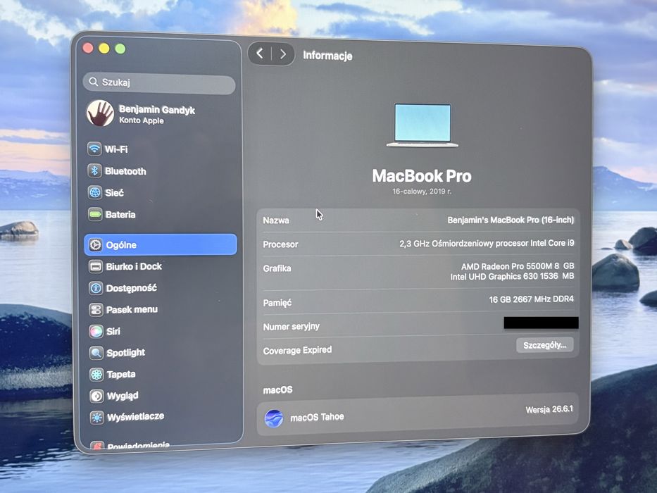 MacBook Pro 16-cali, 2019 z pudełkiem komplet