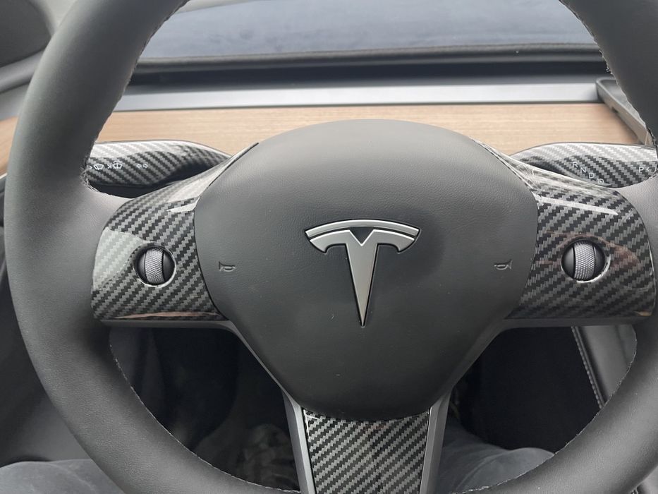 Матові глянець Карбонові білий накладки на руль кермо Tesla model 3 Y