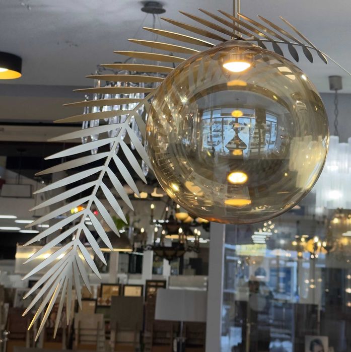 Lampa Cangini Vegetal kula liść palmy mosiądz złoty mat RABAT - 45%