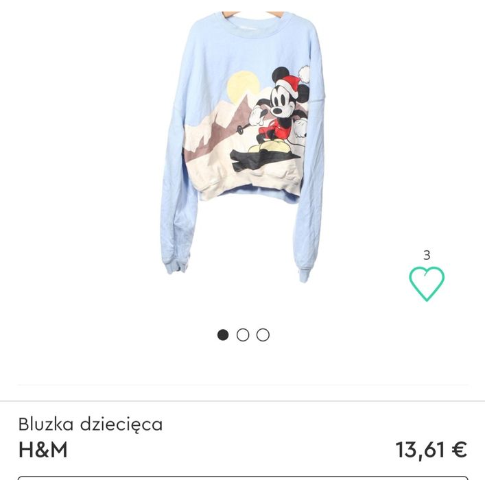 Bluza dresowa oversize H&M świąteczna Myszka Miki drws