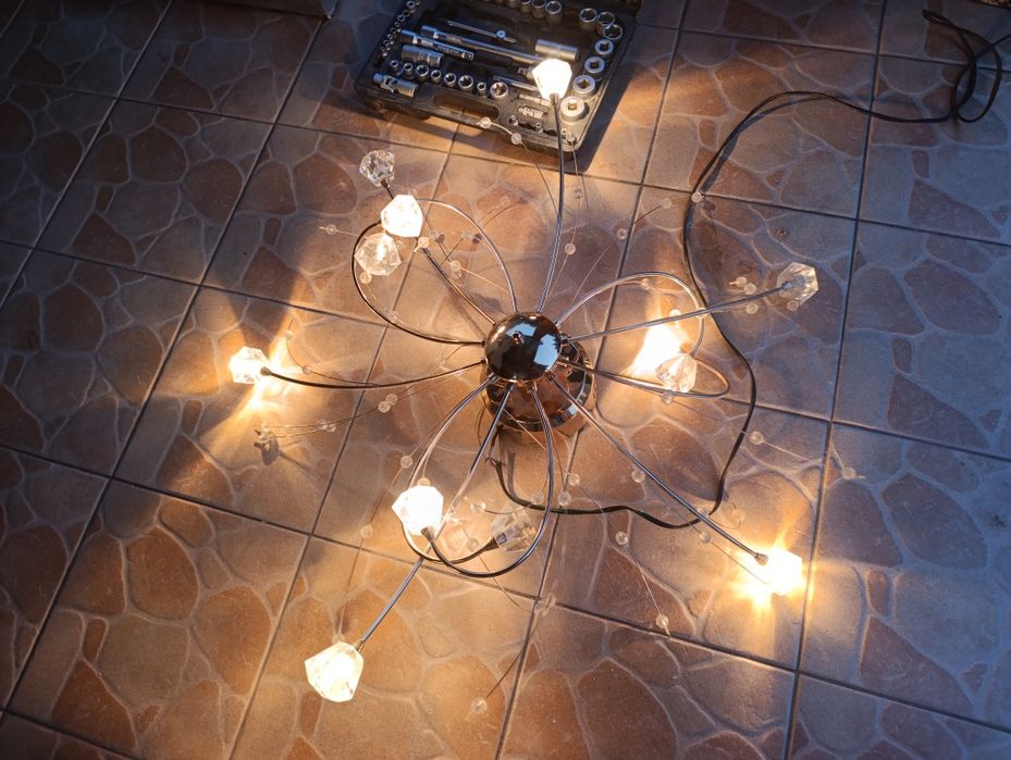 Lampa wisząca  złota  i kinkiety