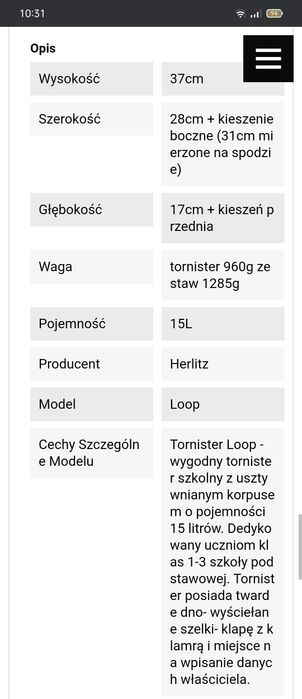 Tornister Herlitz granatowy z motylkiem (zmienne cekiny).