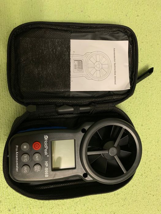 Анемометр, цифровий вимірювач швидкості вітру та температури HoldPeak