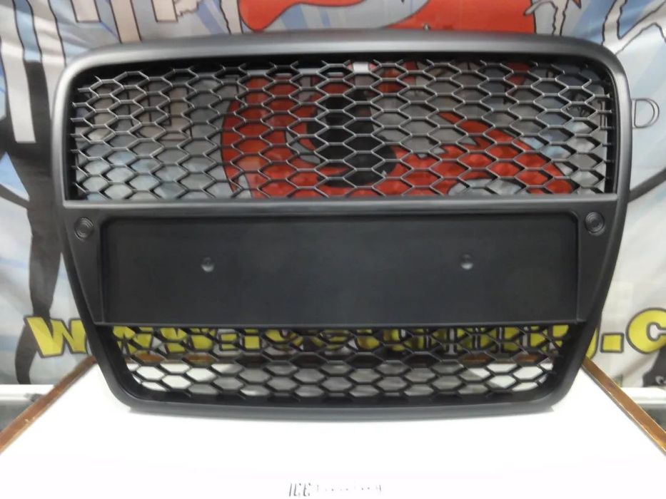 Grelha frontal Audi A6 C6 04-11 RS LOOK preto mate com suporte para símbolo