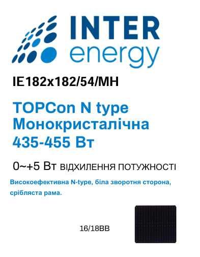 Сонячні панелі InterEnergy455Вт/InterEnergy455 /Солнечные панели 455Вт
