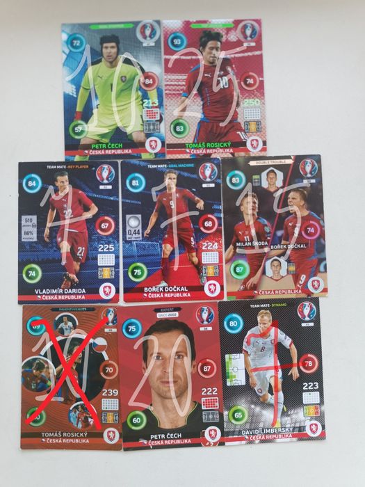 Картки збірної: Чехії Австрії Румунії Бельгії PANINI EURO 2016