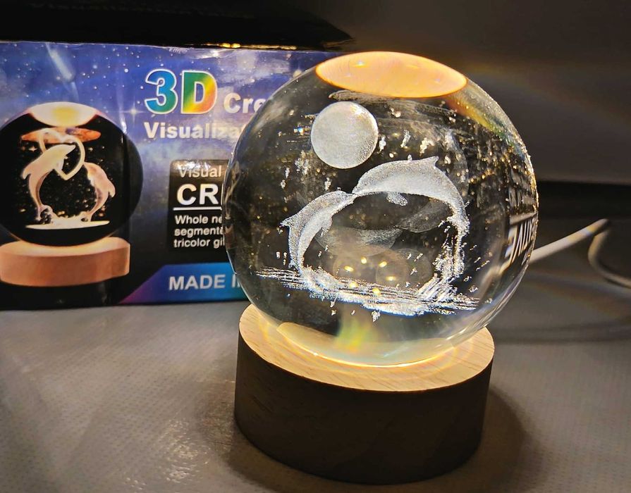 Candeeiro de cristal em forma de golfinho em forma de coração