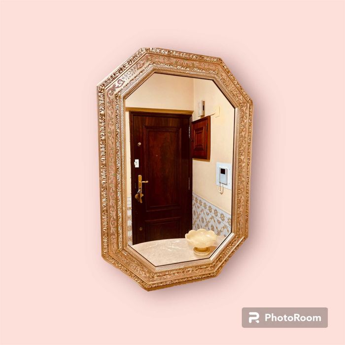 Espelho com Moldura Pintada Cores Pastel - Vintage em Perfeito Estado