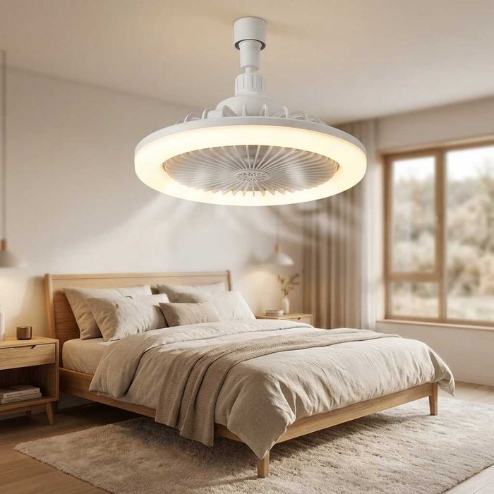 Lampa sufitowa z wentylatorem – LED, Klasa A, E27