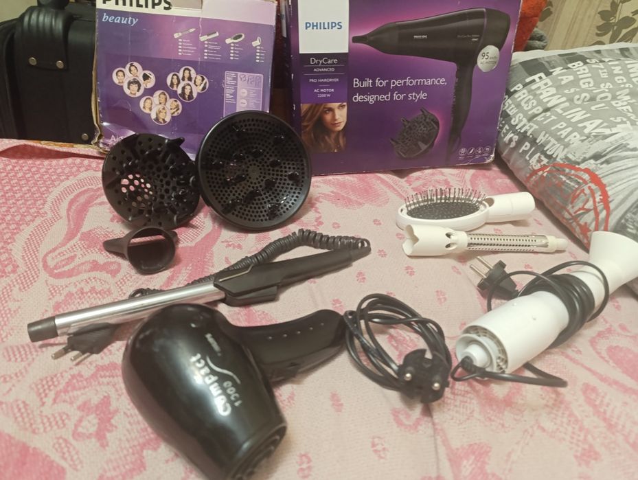 Фен, плойка, насадки фена.
