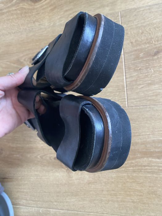 Clarks 37,5 czarne damskie sandały skóra naturalna
