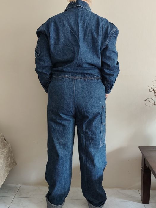 Damski długi kombinezon jeansowy