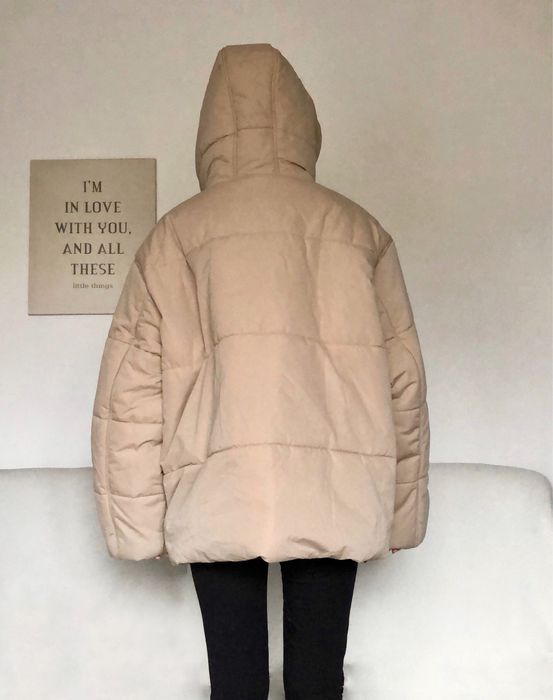 Beżowa kurtka puchowa z kapturem Asos Design 44 XXL
