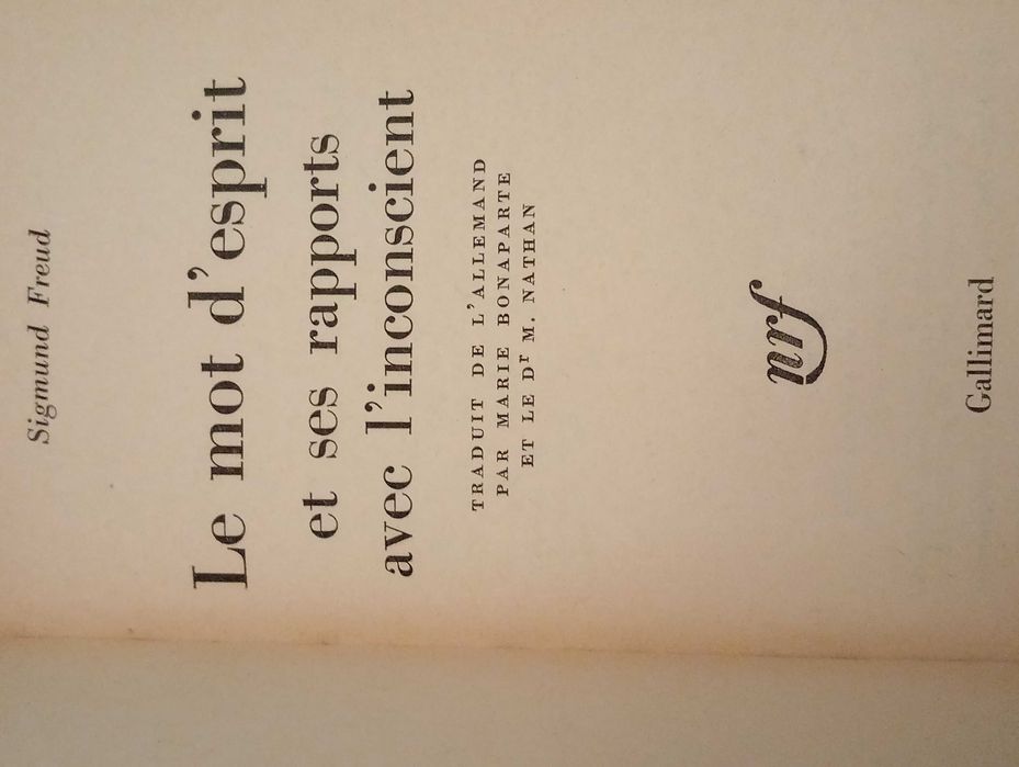 Le mot d'esprit et des rapports Avec l'inconscient S. Freud - portes