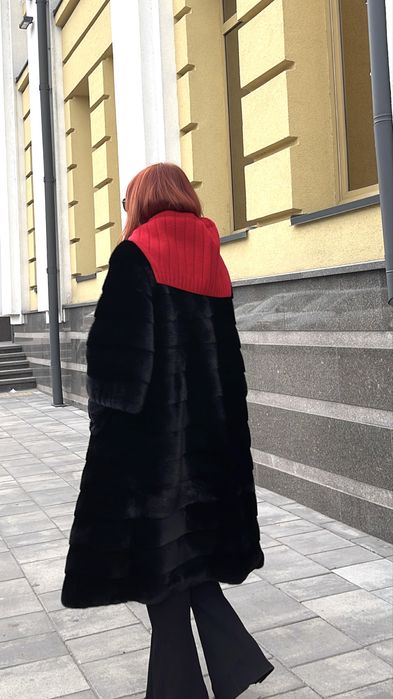 Шуба норкова Black glama оверсайз 110 см р.48-54